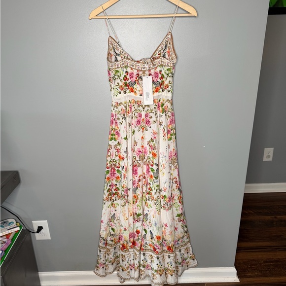 NWT Camilla Long Dress Tie Front - Rose Garden Runaways - Silk - Picture 5 of 16